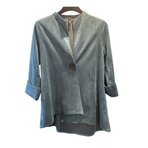 IC by Connie K Teal Faux Suede Asymmetrical Jacket Size Small